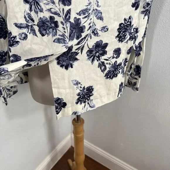 Lush Jacket Womens L Floral Linen Blend Lightweight Boho Maximalist